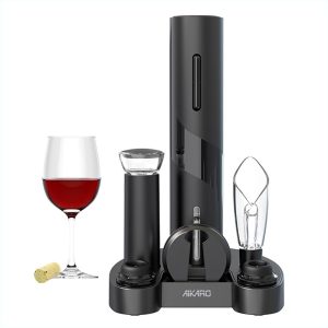 Electric Wine Bottle Opener Automatic Electronic Corkscrew (Set with Base)