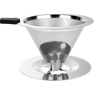 Stainless Steel Pour Over Coffee Dripper - Reusable, Paperless Permanent Drip Cone Filter
