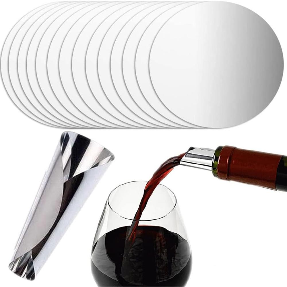 Wine Pourer, Wine Stopping Pour Spout Disks, Aluminum Foil Wine Pourer, Wine Spout Pourer, Thin Wine Pourer, Silver
